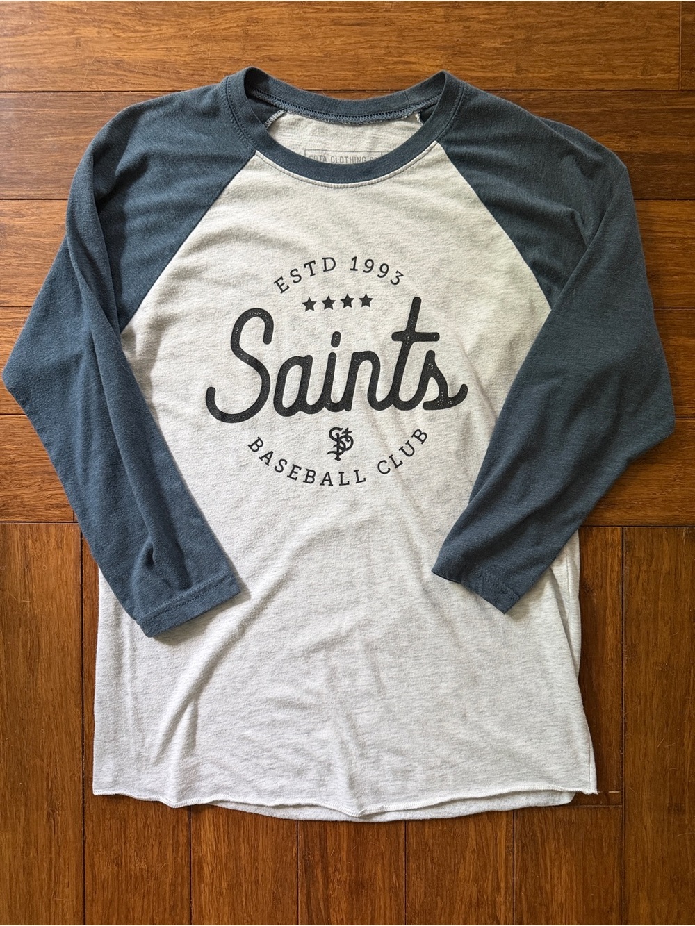 St. Paul Saints Baseball Club Raglan Tee - Heather Blue & White